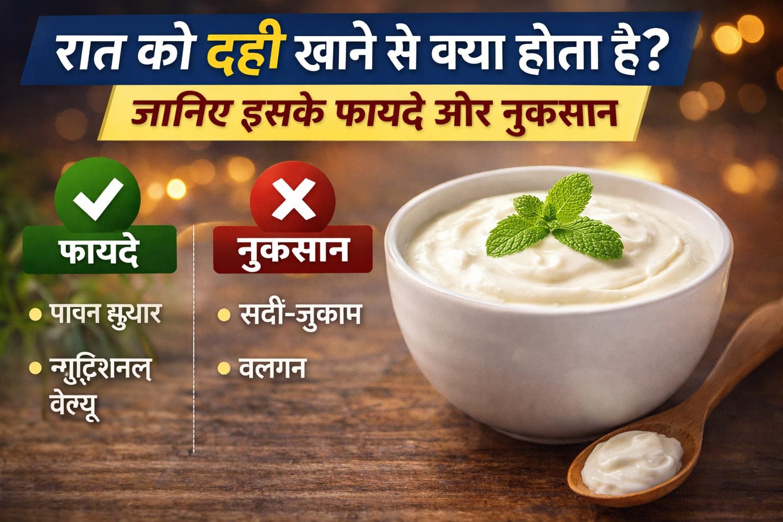रात को दही खाने से क्या होता है? जानिए इसके फायदे और नुकसान
